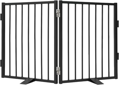 Snagle Paw Vollmetall Freistehend Absperrgitter,für den Innenbereich Hundegitter mit Bodenschonenden Stützfüßen,Treppengitter für Hund 102x61cm(BxH) Faltbares Schutzgitter für Treppen,Flure und Türen