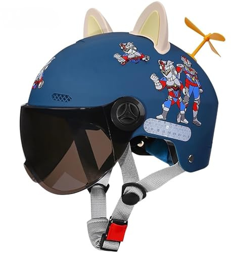 Söt Barnmotorcykelhjälm Öppen Halvhjälm Barn Pojkar Flickor 3-14 År ATV-Hjälm För Ungdomar Dirtbike Motocross Skoter Gokart, ECE-Godkänd H,49-54cm