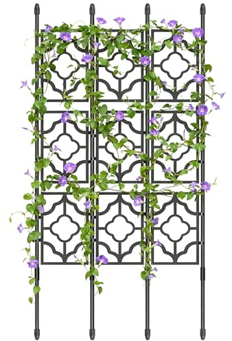 TOROKOM Traliccio da giardino per piante rampicanti da 1,5 m, Set di 3 tralicci paravento, supporto per cetrioli, piante in vaso, frutta e verdura per interno ed esterno
