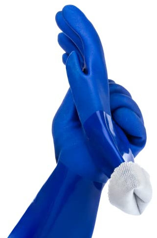 kitchen-star Ultimate Rubber Household PVC Gloves with Comfortable Cotton Lining, Anti-Slip surface, Kitchen Dishwashing, Extra Thickness, Kitchen Cleaning, Working, Painting, Pet Care (Small, Blue).