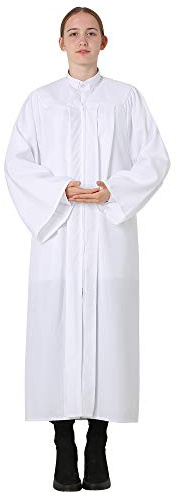 GraduatePro Graduation Gown Choir Robe Clergy Adult Teen Costume Church Baptism University High School Unisex White L
