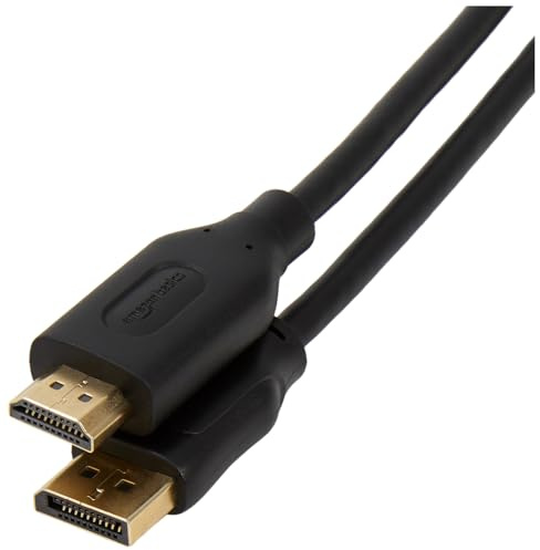Amazon Basics Cable adaptador DisplayPort a HDMI (1.8 m), 10 unidad, Paquete de 1, Negro
