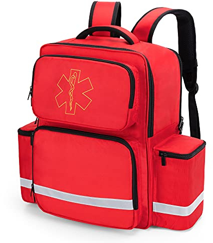 Trunab Emergency Medical Backpack 50L Responder Trauma Bag for EMT,Red