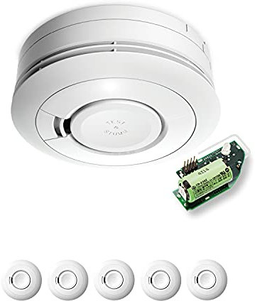 Ei Electronics Ei650RF Funkrauchmelder, Bundle aus funkvernetzbarem Rauchwarnmelder und Funkmodul im 5er Set, Testsieger Stiftung Warentest mit Batterie für 10 Jahre, weiß