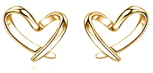 Reffeer Solid 925 Sterling Silver Tiny Heart Stud Earrings for Women Teen Girls Love Heart Stud Earrings (B-18K Gold)