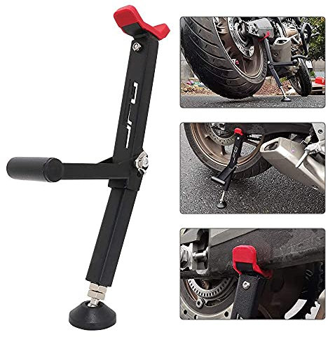 Cavalletto di sollevamento per moto, anteriore e posteriore, con manico, pieghevole, per la maggior parte delle ruote, dirt bike, pit bike e street bike, per uso su strada e fuoristrada, rosso