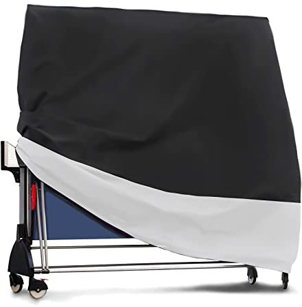 Coverify Tischtennisplatte Abdeckung wasserdicht Oxford Schutzhülle für Tischtennisplatte Outdoor Tischtennistisch Abdeckung Wetterfest Schwarz-weiß (165 X 85 X 165 cm)