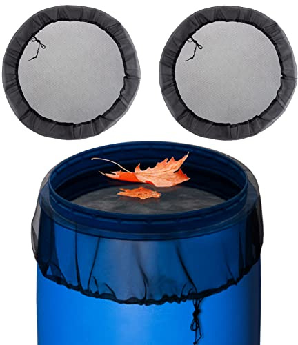 Mesh Cover for Rain Barrels - 2pcs 39in Rain Barrel Netting with Drawstring, Water Collection Buckets Tank Protector Screen for Preventing Fallen Leaves in Outdoor Garden Eaves