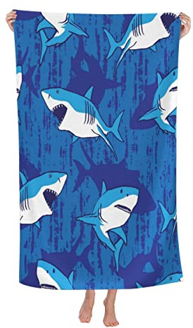 COMFAR Cute Shark Microfiber Beach Towel for Boys, Personalized Beach Towels for Kids, Sand Free Beach Towel Sandproof, Quick Dry Pool Towel 30x 60