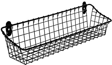 Spectrum Medium Wire Wall Basket Matte Black Rustic Wall Bin, Vintage Wire Basket Wall Mount Hanging Caddy for Kitchen Organization, Wall Mount Storage for Pantry Bathroom Kitchen