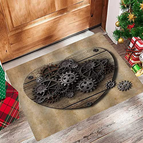Badezimmerteppich 60x100 cm,Badematte rutschfest,Weicher Badvorleger,Vintage Stempunk Industrial Style gealtertes menschliches Herzm,Mikrofaser Absorbent Badteppich für Badewanne,Dusche und Badezimmer
