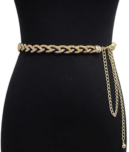 Jrhncy Damen Gürtel Mode Metall Kettengürtel Legierung Taille Gürtel Einstellbare Taillenkette，Body Link Gürtel Mode Taillen Gürtel für Jeanskleider Rock Kleid