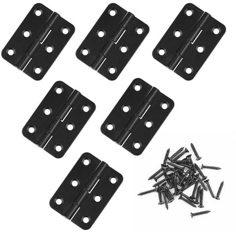 JJWNMLL Bisagras 6 piezas - 2 pulgadas bisagras para puertas de madera negro bisagras con 38 piezas de tornillos de bisagra para el hogar Muebles Hardware Gabinete Armario Puerta Cajón Caja de Madera