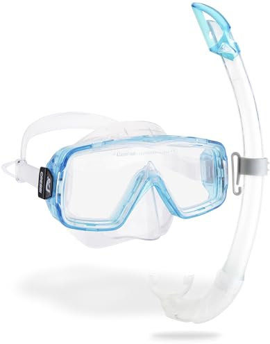 Cressi Unisex-Adult Sirena & Island 2.0 Schnorcheln Combo Set, Transparent/Aquamarin, Einheitsgröße