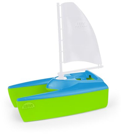 Lena 04715 Boaties Segelboot im Katamaran Stil ca. 17 cm, mit ansteckbarem Segel, geeignet für Badewanne, Indoor und Outdoor, für Kinder ab 2 Jahren