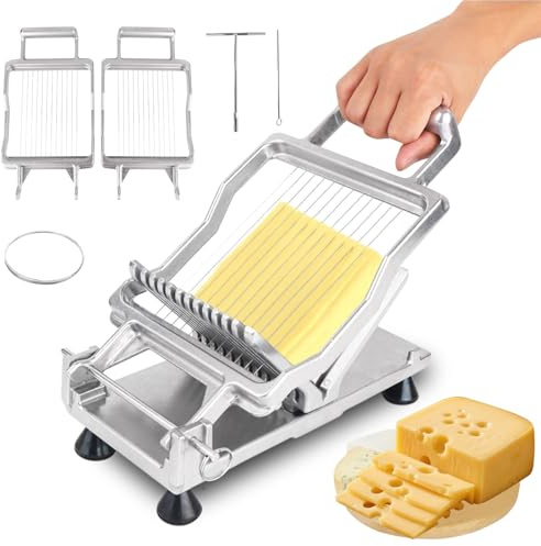 Commercial Cheese Slicer With Wire1 cm & 2 cm Cheese Cutter Butter Cutting Board Machine Aluminum Alloy Commercial Cheese Slicer with 316 Stainless Steel Wire Kitchen Cooking Baking Tool