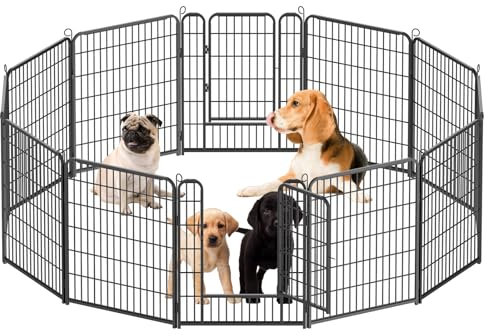 Kuro sagol Welpenauslauf 80cm hoch - Gehege mit automatischer Verriegelung - Ideal für Hunde, Katzen, Kaninchen - Perfekt für den Garten und die Spielzone im Freien - 12tlg