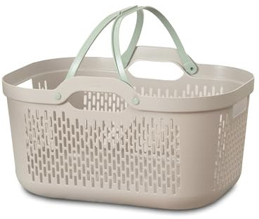 Addis Signature Laundry Basket 45 Litre family Wash Load Durable Stylish Premium Design for Home Use with Easy-to-Carry long Handles, UK made, Mushroom