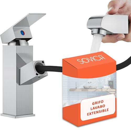 Mitigeur lavabo douchette acier inox eau chaude et eau froide avec 2 flexibles inclus robinet lavabo douchette robinets de lavabo pour salle de bain