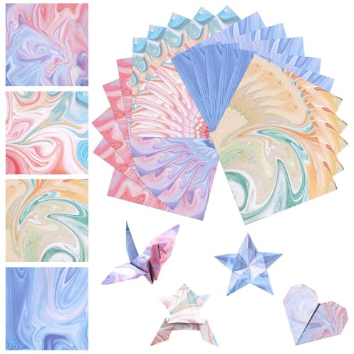400 Feuilles Papier Origami, 9,5 x 9,5 cm Feuilles de Papier Origami Petit, Multicolore, Carré, Papiers Pliable Double Face, pour Scrapbooking, Anniversaire, Fête, Projets D'artisanat, Création