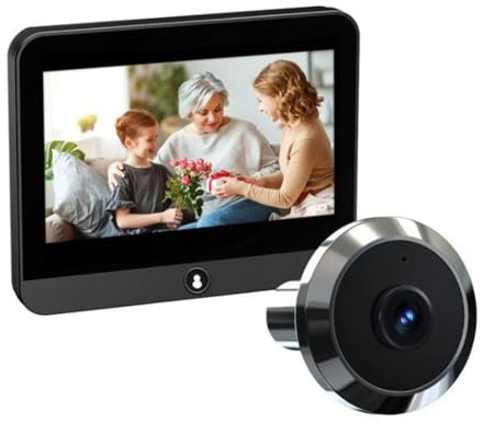 Fangxuee Mini Mirilla Digital Tuya Wifi de 2 MP con Visor PIR y Detección de Movimiento, Timbre y Cámara para Puerta con Pantalla de 4,3 Pulgadas.