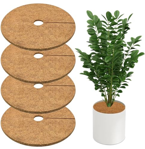 YUZHEDM 5 Discos de Fibra de Coco para Plantas 30cm, Mantillo Protector y Aislante Natural de Raíces, Estera de Coco Transpirable para Macetas, Árboles y Jardinería