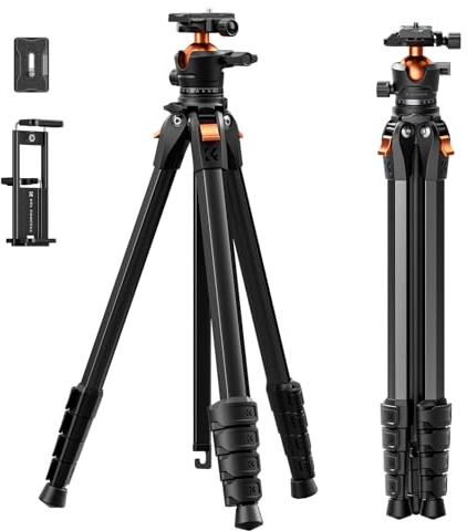 K&F CONCEPT 187CM Trípode Cámara Compacto Aluminio A305A3+BH-40, Trípode Portátil de Viaje Capacidad 10 kg, Rótula Arca Swiss para Cámaras DSLR