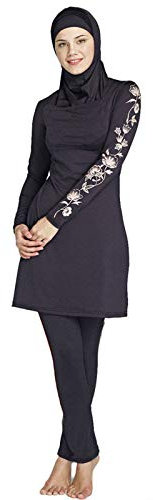 RSSR Dezente muslimische Bademode für Frauen und Mädchen, Schwimmanzug (Hijab/Burkini), Damen, Schwarz, Large