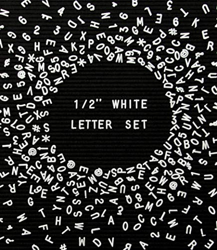 Felt Like Sharing Plastic Letter Board Letters (White Letters - 1/2”, 326 Pieces) – Changeable Characters & Symbols Felt Board Accessories – Cute Message Board Letters Set for Creative Room Decor