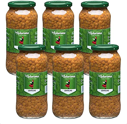 Spanish Red Lentils: Pre Cooked Lentils, Ideal for Casseroles, Stews, Curries, Daal, Soups, Suitable for Vegetarians, Plant Based Protein, 570g x 6 Jars