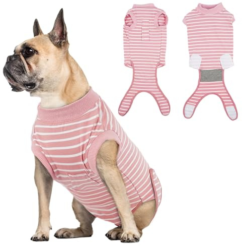 Hjumarayan Body Post-Opératoire pour Chien Femelle - Confortable, Respirant et Extensible après Stérilisation (Rayure Rose S)