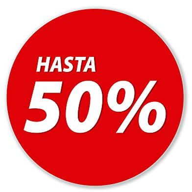 Olmedo Servicios Integrales Vinilos de Descuento Hasta 50% 70x70 cm - Cartel Adhesivo Ofertas