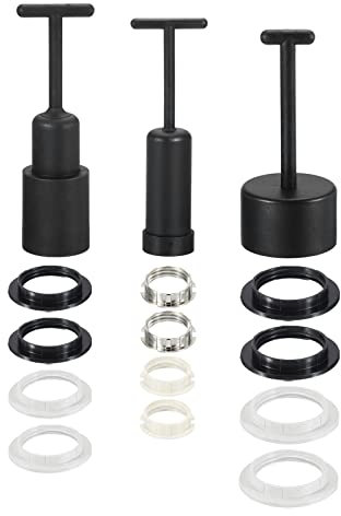 sourcing map 1 Satz G9/E14/E27 Lichtsockelringe Lampe Schirmhalter Ring Metall Ersatz mit Entfernung Werkzeug Schwarz Weiß
