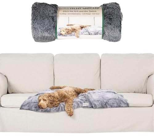 Dog Gone Smart Itchy Witchy Blanket - Soft Velvet & Tipped Faux Fur, Plush Dog Throw Infused with Micro-Encapsulated Essential Oils for a Soothing Skin-Friendly Experience, Black, Large 40x50 Inches