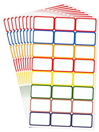 480 Piezas Etiquetas Adhesivas Coloridas, 20 Hojas de 36 x 22 mm Pegatinas Adhesivas Rectángulo para Escribir Etiquetas de Nombre, Etiquetas Adhesivas Pequeñas para Hogar Oficina Escuela Cocina