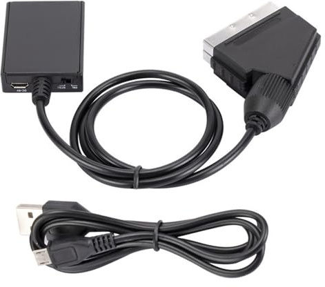 MOOKEENONE 50cm Scart to HDMI Converter Adapter, Audio Video Converter HDMI to Scart HD Converter, Plug and Play, Up to 300MHz