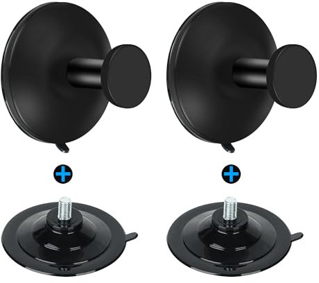 SAYAYO Gancho Pared, Gancho Ventosa Colgador Toalla Baño Pared Negro Gancho Toalla Baño de Acero inoxidable 2 Piezas para Baño, Dormitorio y Cocina, EGKN23001Y-XP-B-2P
