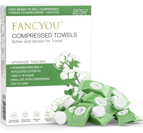 fancyou Asciugamano compresso usa e getta asciugamano spesso di grandi dimensioni salviettina in cotone riutilizzabile per viaggi, campeggio, escursionismo, sport, casa, hotel, salone di bellezza