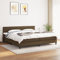 KTHLBRH Boxspringbett mit Matratze Dunkelbraun 200x200 cm Stoff Bettgestell für Schlafzimmer Gästezimmer Bettgestell Familienbett Hotel-Bettgestell für Schlafzimmer, Hotel, Gästezimmer