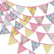 G2PLUS 12M Floral Fabric Bunting, 19x21CM Garden Bunting, Large Reusable Cotton Banners with 42PCS Flower Pennants for Garden, Afternoon Tea, Spring Decorations