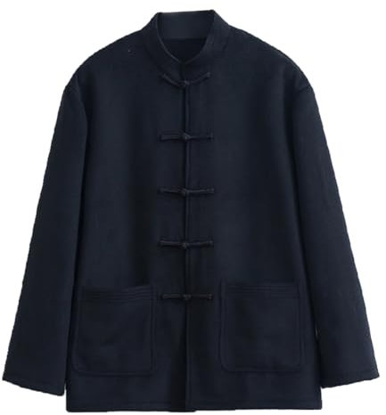 Chinesische Kleidung Tang-Anzug for Herren, Winter, Tai-Chi-Uniform, lange Ärmel, traditionelle chinesische Kleidung, Oberteile, Hanfu-Jacke, Kung-Fu-Kleidung, Hemdmantel, Kampfsport-Anzug(Black,XXL)