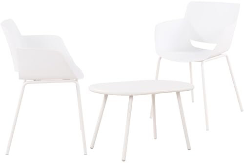 CLP Gruppo di sedute Velvena per Il Giardino I Set Composto da Tavolo Velva e sedie Alpena I Set da Esterno Resistente alle intemperie e ai Raggi UV, Colore:Bianco, Contenuto del Set:2 sedie