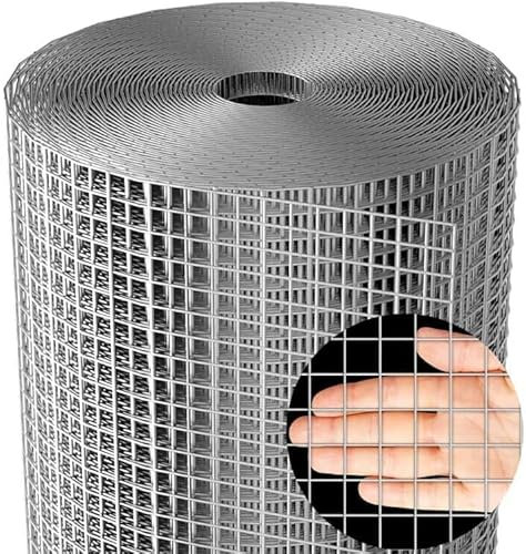 Ezkamfort Wühlmausgitter-90cm Höhe x 10m Länge Rolle, Verzinkt Drahtgitter, Maschenweite 6.3x6.3mm, Metallgitter Als Volierendraht, Kaninchendraht, Drahtgitter Feinmaschig für Hochbeet Im Garten