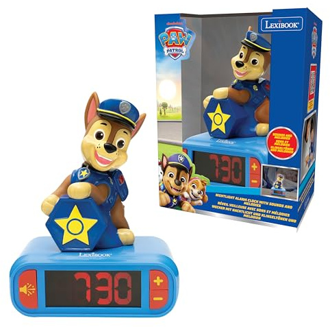 LEXIBOOK, Patrulla Canina, Despertador con luz de Noche, Sonidos y melodías, Pantalla LCD retroiluminada, Luminoso, función de repetición, RL800PA2