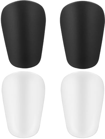 2 Paires-Tibias de Mini Football pour Enfants, protège-Tibias Taille Petite pour garçons et Filles Adolescents et Adultes, protège-Tibias de Football, (Blanc, Noir 8 * 5CM)