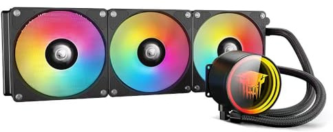 TZMRIT TK1 Farbiges Licht Aio Wasserkühlung CPU Kühler 800-1800RPM PWM Lüfter,Für LGA115X/1200/1700/1366/2011/2066,Für FM2/FM2+/AM3+/AM4/AM5 (360BK)