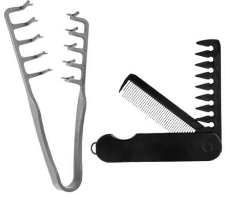 Peine Doble Función Plegable y Peine Volumen Coreano, Set de 2 Peines para Barba y Cabello, Diseño Portátil para Viaje y Uso Diario, Regalo Ideal para Hombres