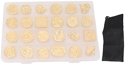 Vaxmärkesstämpelsats 24st Avtagbara vintageförseglingsvaxstämplar med presentförpackning för bröllopsinbjudningar Presentdekoration Zinklegeringsmaterial