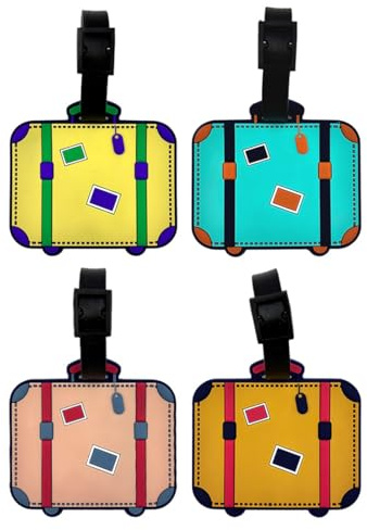 Unidades Identificador de Maletas, 4 Piezas, Etiquetas para Maletas con Tarjeta de Identificación Impermeable, Multicolor Etiquetas, para Equipaje de Avión, Viaje Bolso, Maleta