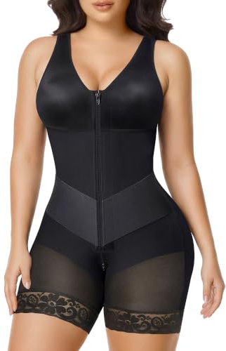 SHAPERX V-Shaped Fajas Colombianas Moldeadoras Enhanced Tummy Control Shapewear Postpartum Butt Lifter Full Body Shaper,SZ7536-Black-L